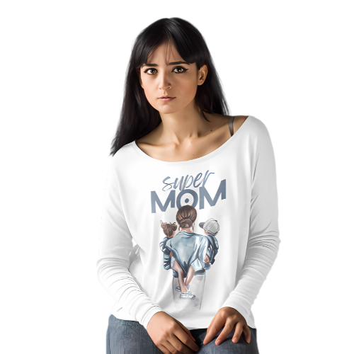 “Super Mom” Graphic Long Sleeve T-Shirt