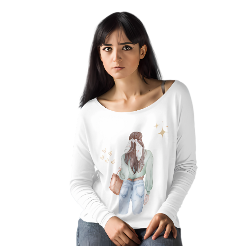White Long Sleeve Fashion Illustration Shirt